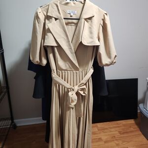 Sz 10 Trench LookBeige Midi Dress